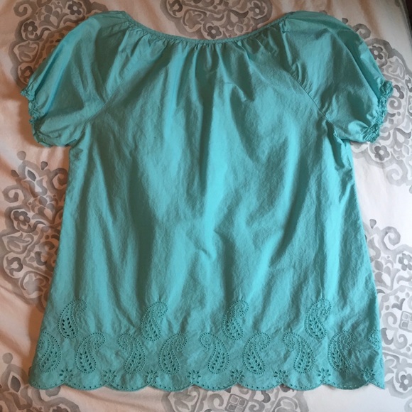NWOT: Tommy Hilfiger Aqua Blue Embroidered Blouse - Picture 6 of 8